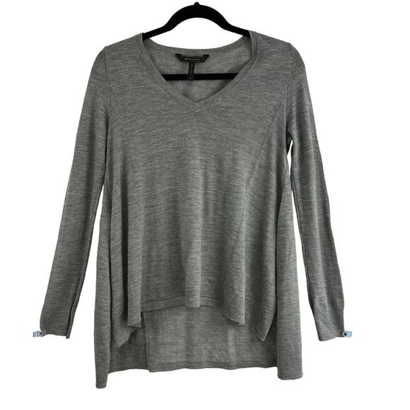 BCBGMAXAZRIA Gray 100% Wool Sweater Size XS Minimalist Old Money Quiet Luxury - Picture 1 of 12